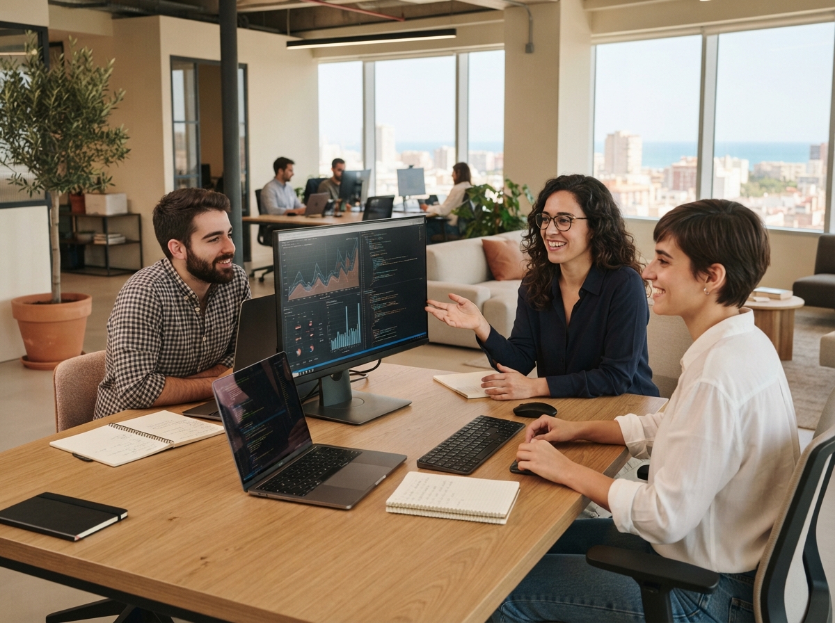 Mercadona AI: equipo técnico revisando flujos de datos financieros en el centro de análisis